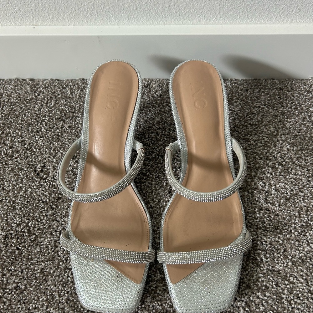 INC International Concepts Silver Heeled Sandals